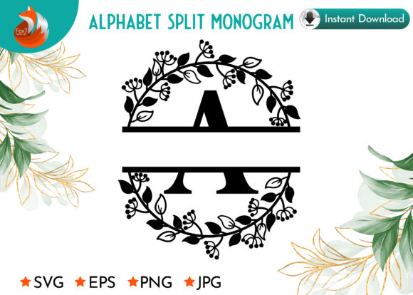 Download Flora a-Z Alphabet Split Monogram - Monogram Collection