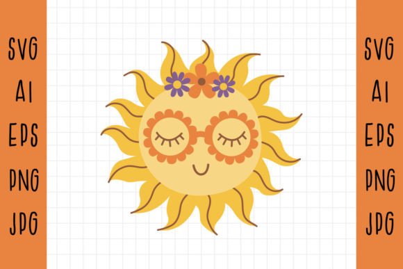 Download Retro Sun Svg, Boho Hippie Sun Png, - Hippie Collection